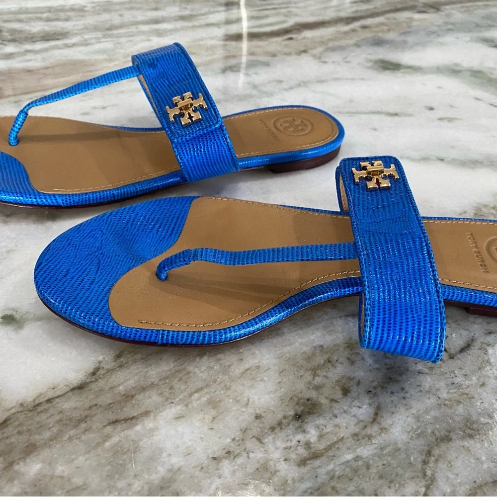 Tory Burch Thong Sandals Size 8 Royal Blue - Picture 4 of 5